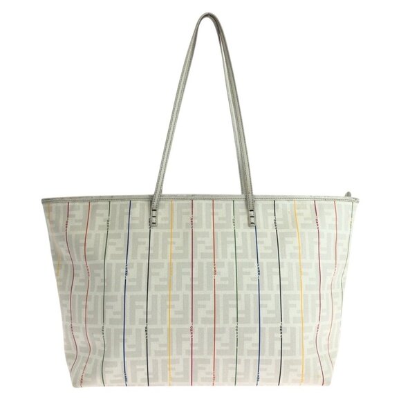 FENDI White Leather Zucca Shoulder Bag - Picture 1 of 10